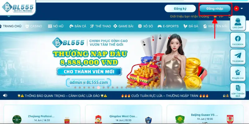 Bạn hãy truy cập và đăng nhập vào trang chủ của BL555